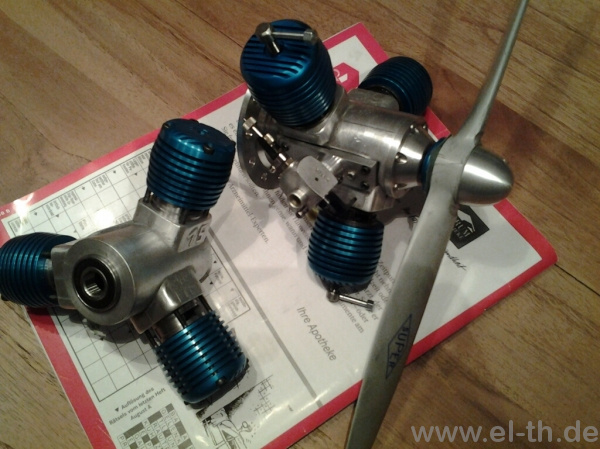 3-Zylinder-Modellsternmotoren blau