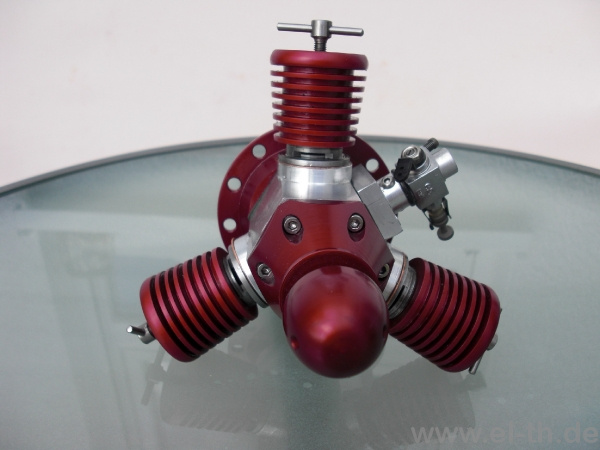 3-Zylinder-Modellsternmotor dunkelrot